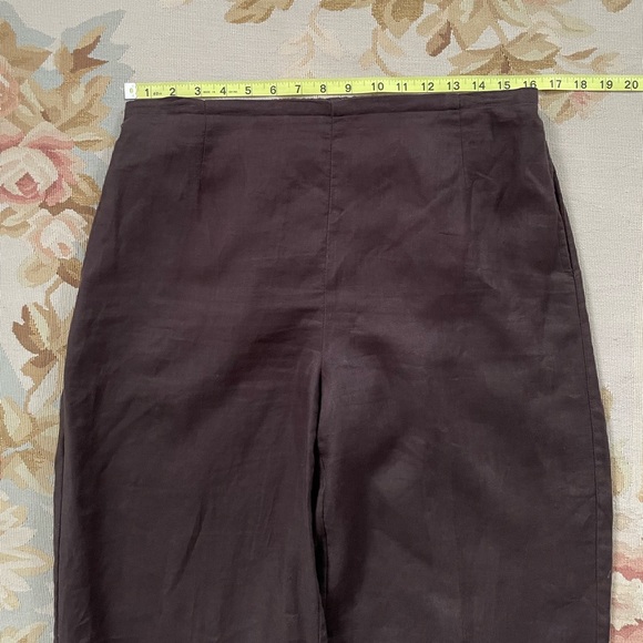 Deep espresso brown, Valerie Stevens, petite large linen pants - Picture 4 of 6